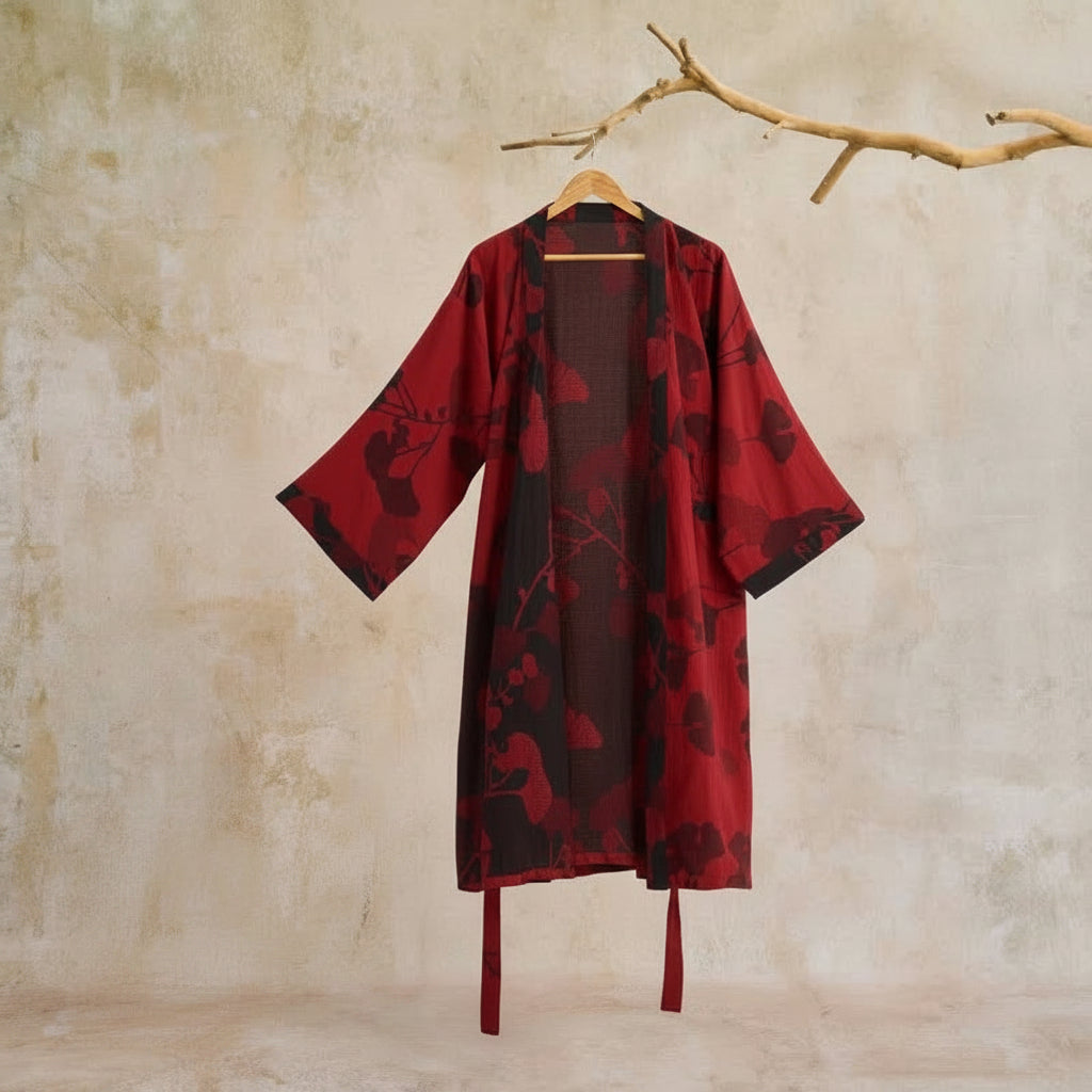 Reversible Cotton Kimono Bathrobe