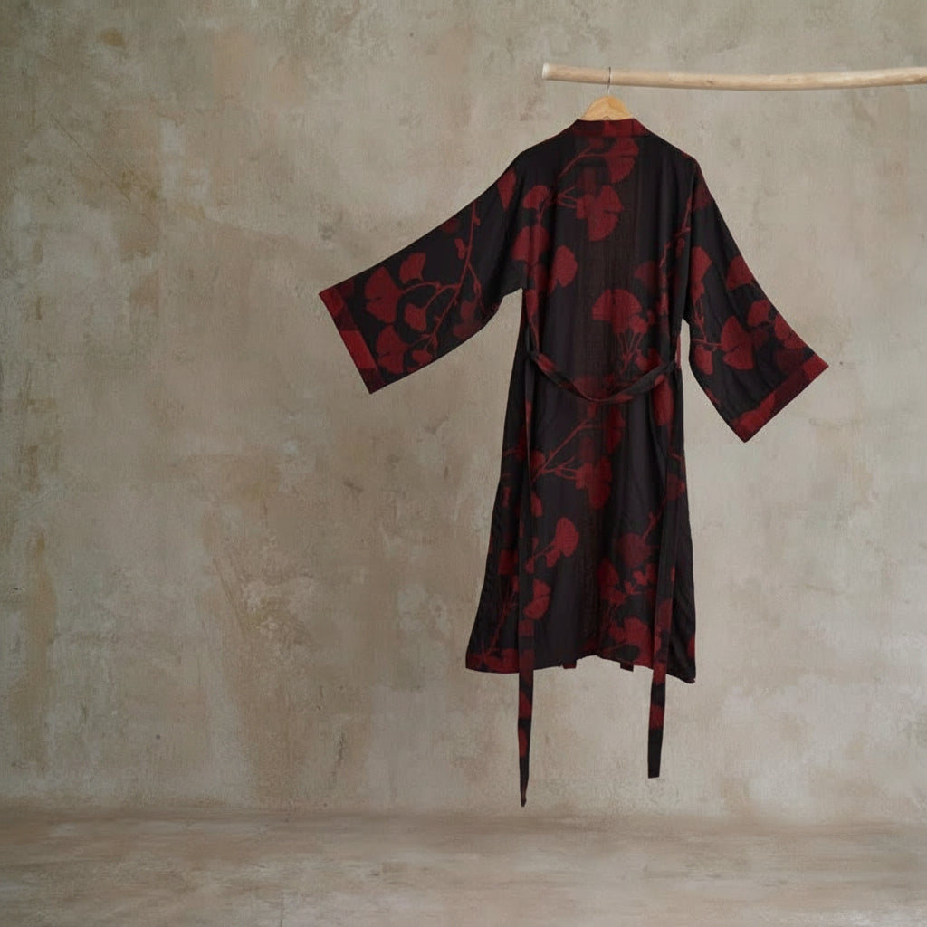 Reversible Cotton Kimono Bathrobe