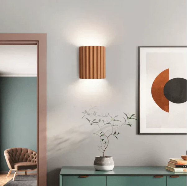 Ribbed Resin Wall Sconce with Up-and-Down Lighting