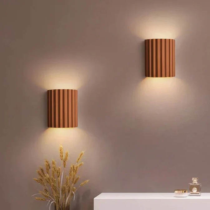 Ribbed Resin Wall Sconce with Up-and-Down Lighting