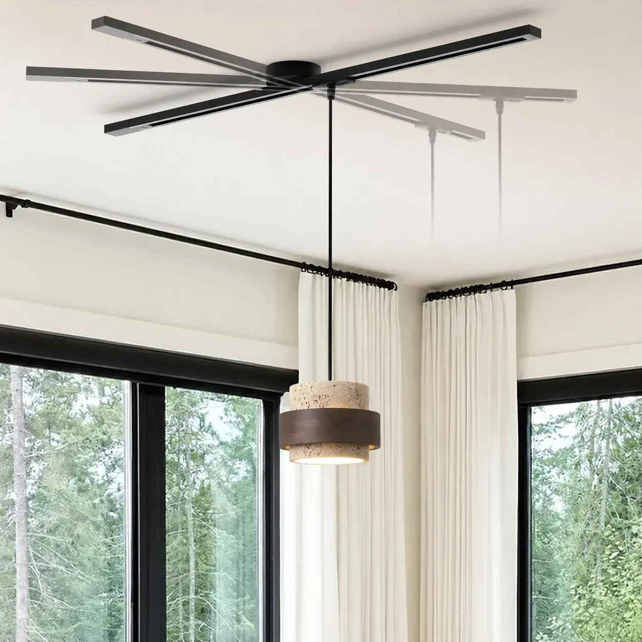 Rotatable Movable Ceiling Rail for Pendant Light with 360° Rotation and Sliding Track