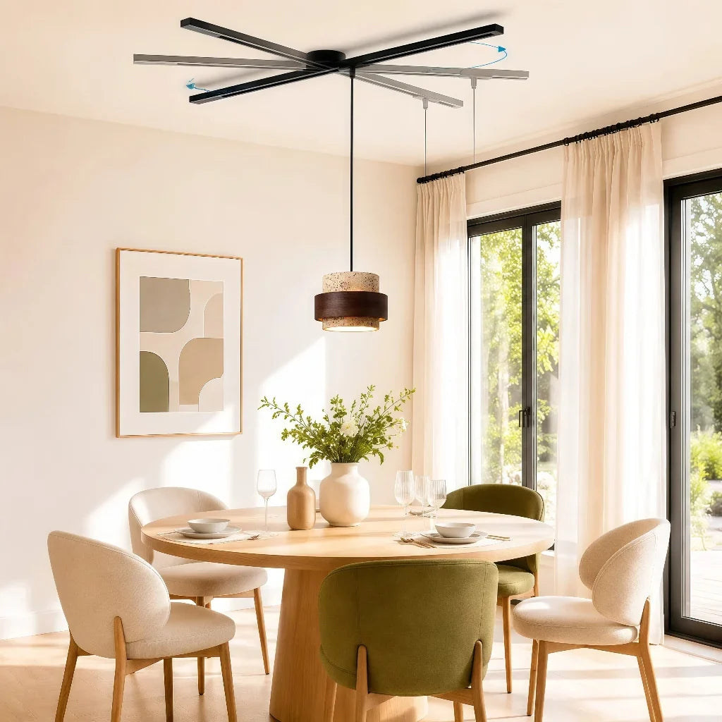 Rotatable Movable Ceiling Rail for Pendant Light with 360° Rotation and Sliding Track