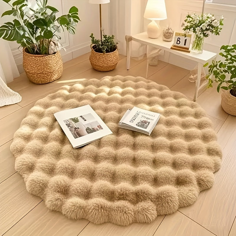 Soft Fluffy Fleece Circle Carpet for Bedroom and Living Room