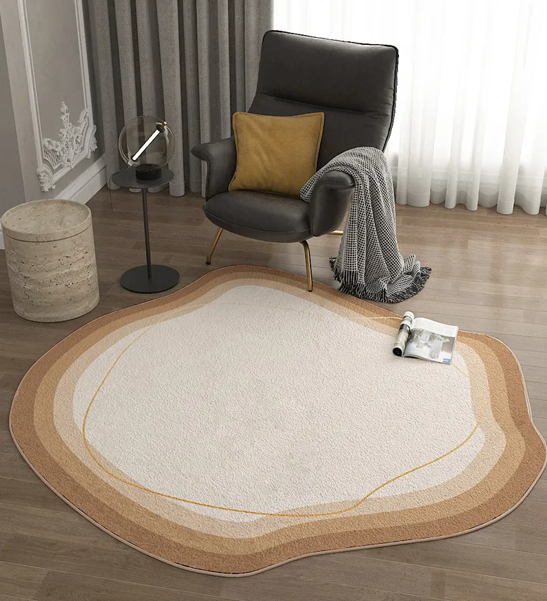 Round Geometric Polyester Area Rug with Modern Minimalist Design