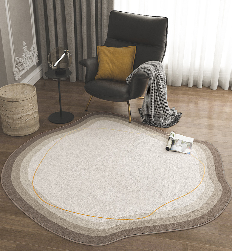 Round Geometric Polyester Area Rug with Modern Minimalist Design