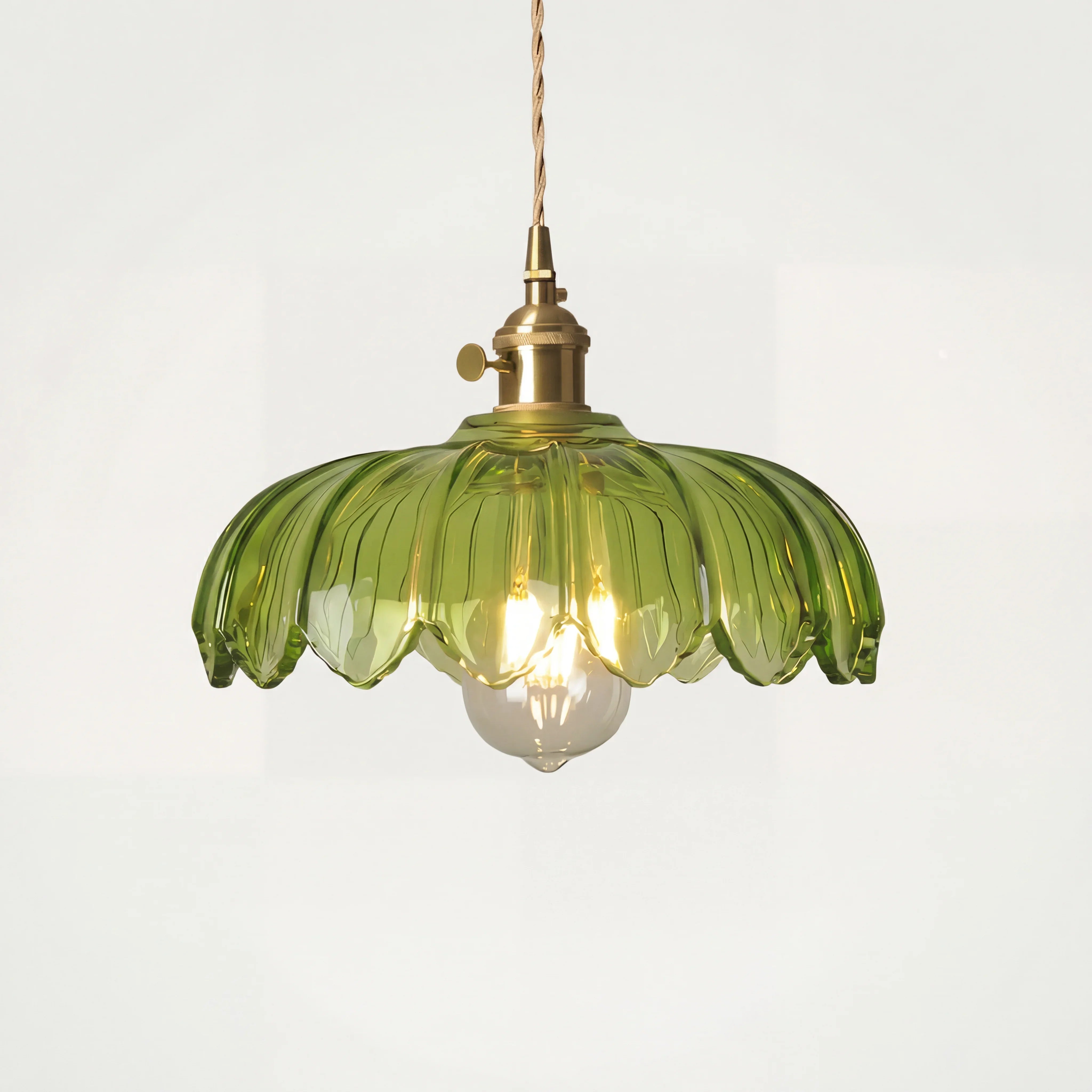Rustic Tulip Glass Pendant Light with Brass Finish