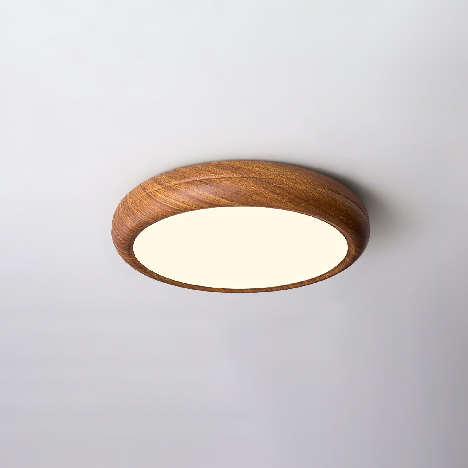 Scandinavian LED Ceiling Light with Wood Effect Finish and Even Illumination