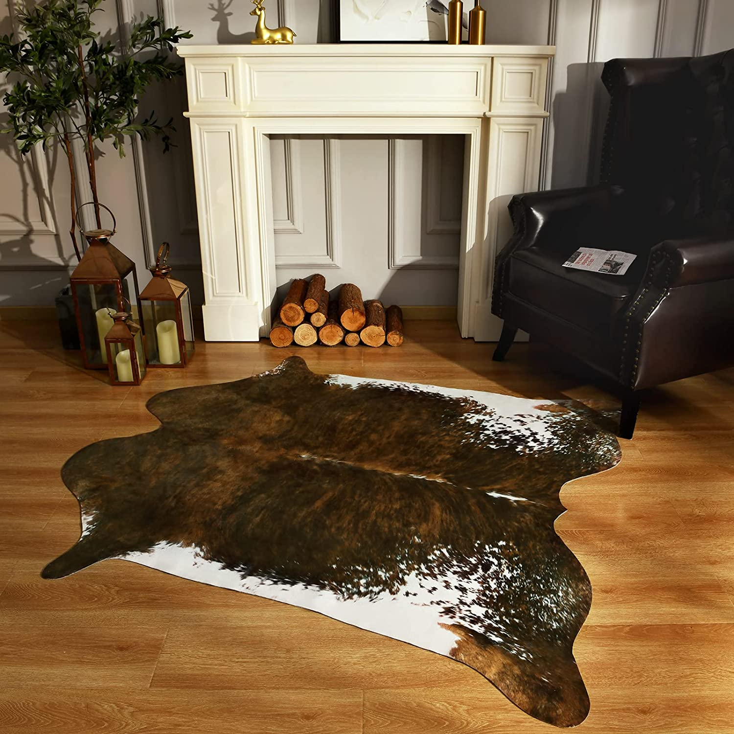 Scandinavian Polyester Area Rug with Animal Print