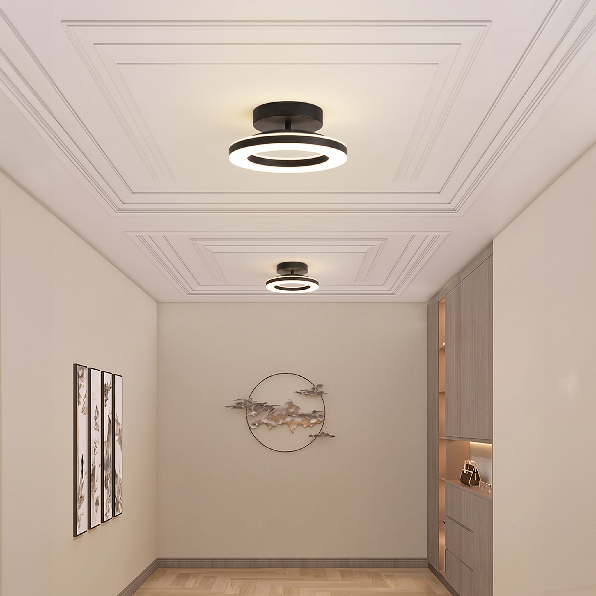 Scandinavian Wood Ring Ceiling Lamp