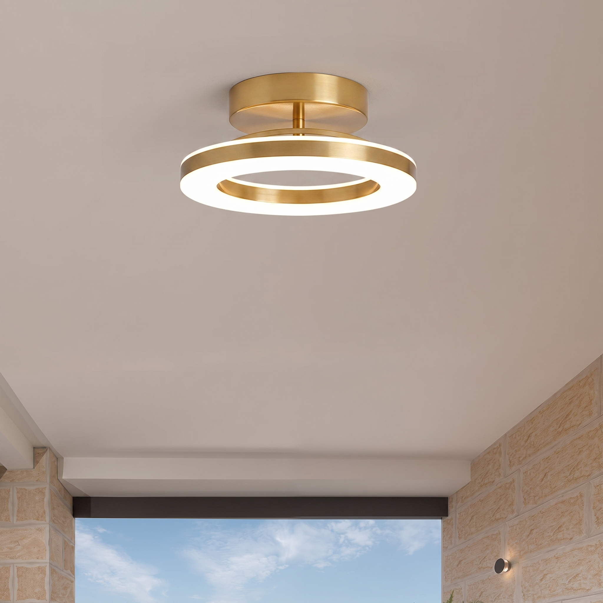Scandinavian Wood Ring Ceiling Lamp
