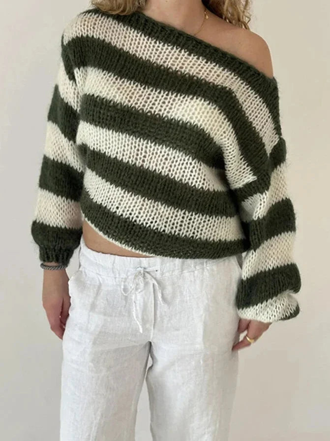 Oversized Pink Striped Sweater for Women