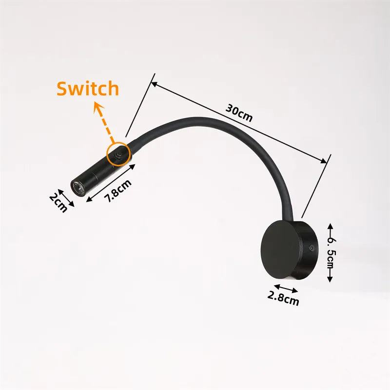 Touch Control Flexible Arm Eye-Care Reading Wall Lamp