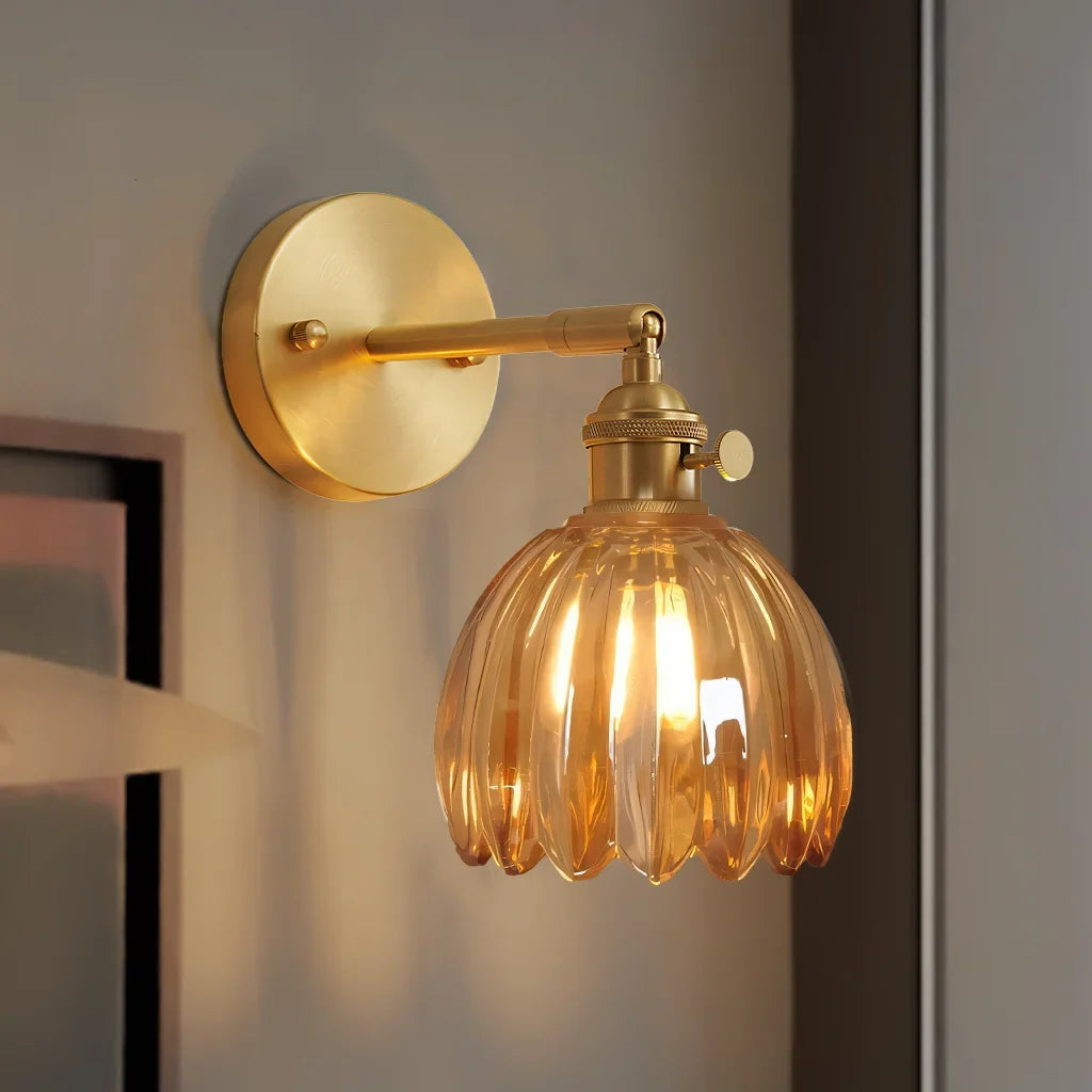 Vintage Lotus Glass Wall Light with Rotatable Tulip Shade