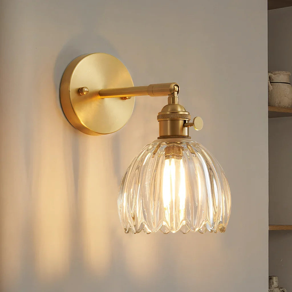 Vintage Lotus Glass Wall Light with Rotatable Tulip Shade