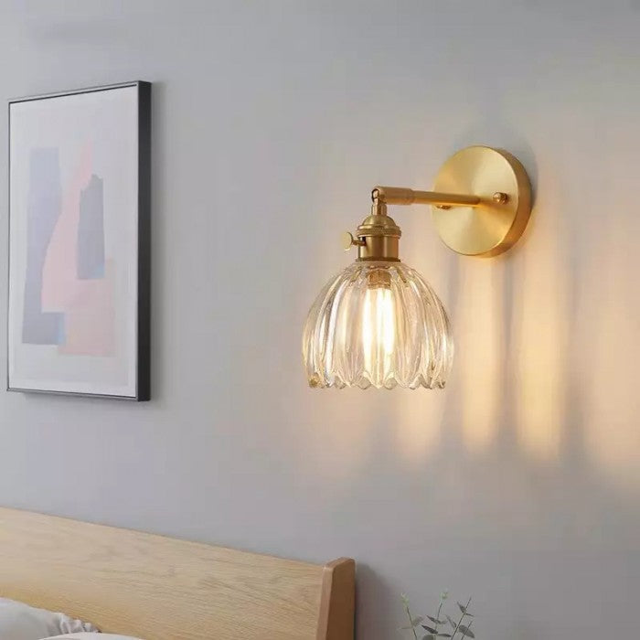 Vintage Lotus Glass Wall Light with Rotatable Tulip Shade