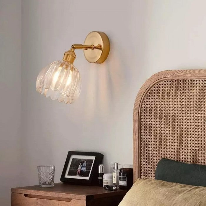 Vintage Lotus Glass Wall Light with Rotatable Tulip Shade