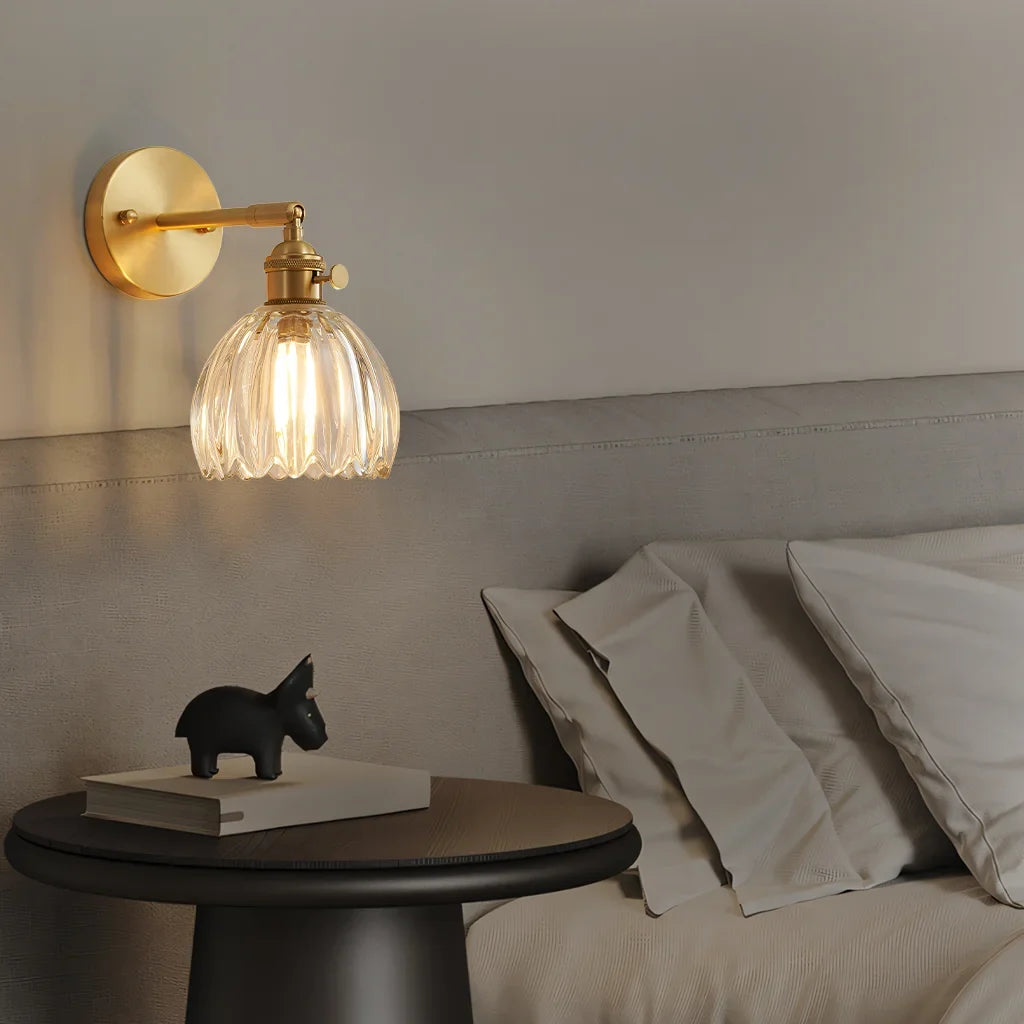 Vintage Lotus Glass Wall Light with Rotatable Tulip Shade