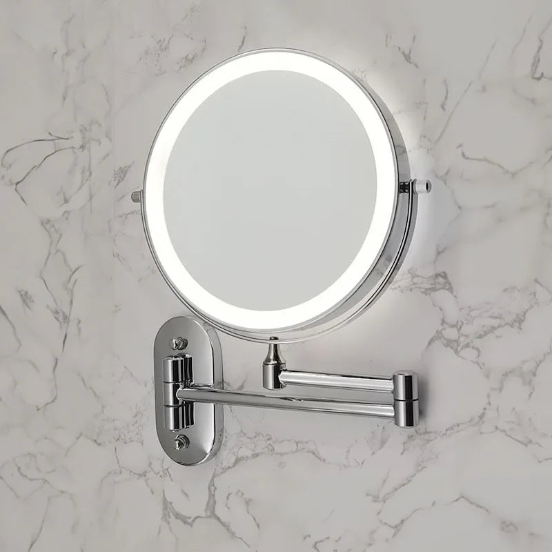 Wall-Mounted LED Magnifying Cosmetic Mirror with Touch Control
