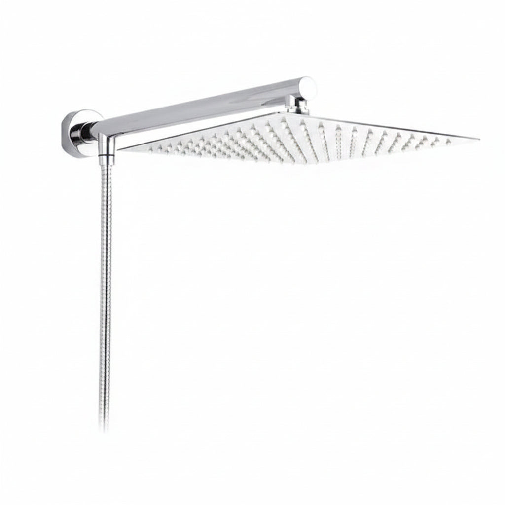Wall-Mounted Rainfall Shower Head with Ultra-Slim Design and Chrome Finish