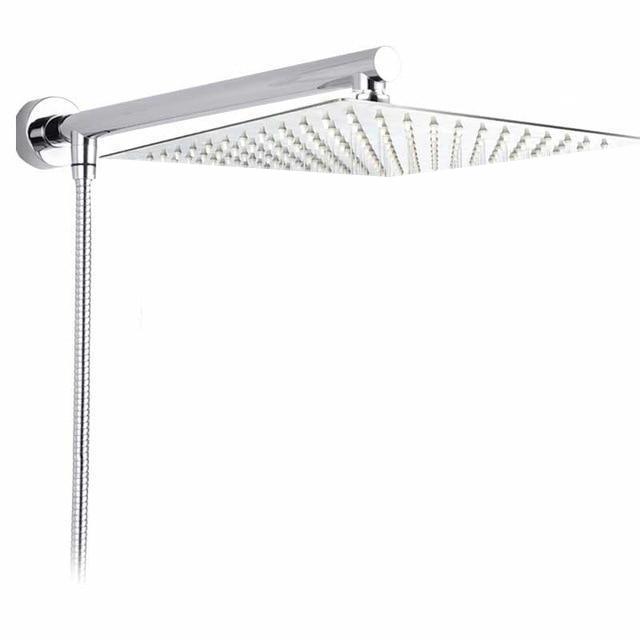 Wall-Mounted Rainfall Shower Head with Ultra-Slim Design and Chrome Finish