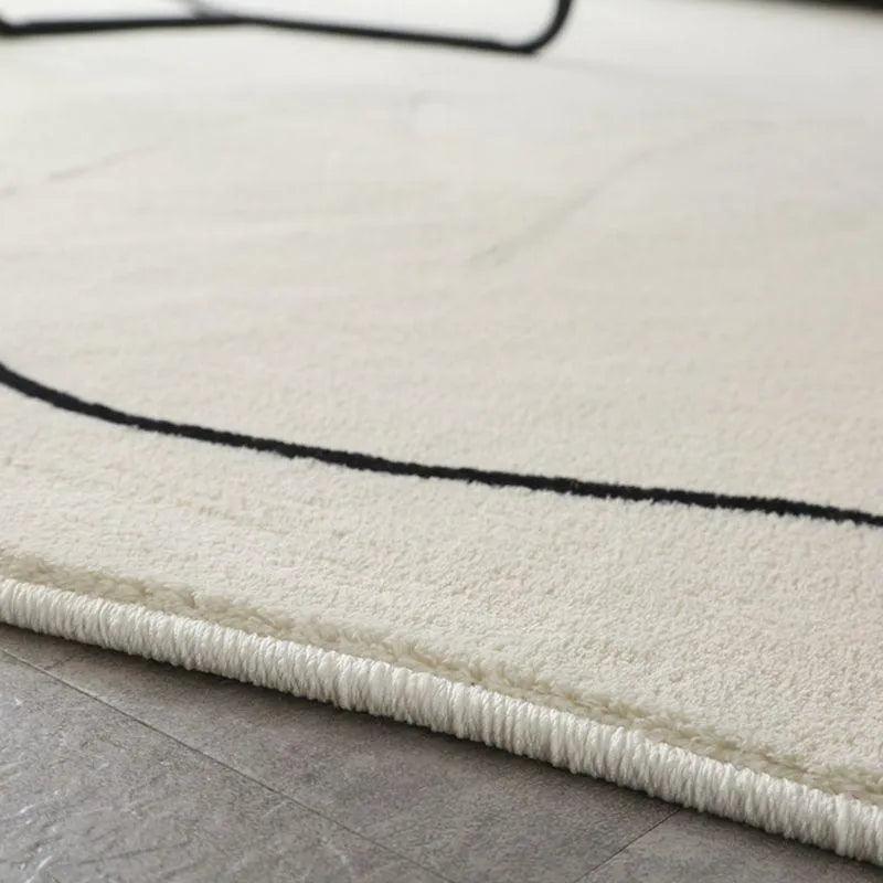 Washable Polyester Area Rug with Modern Cloud Design in Cream