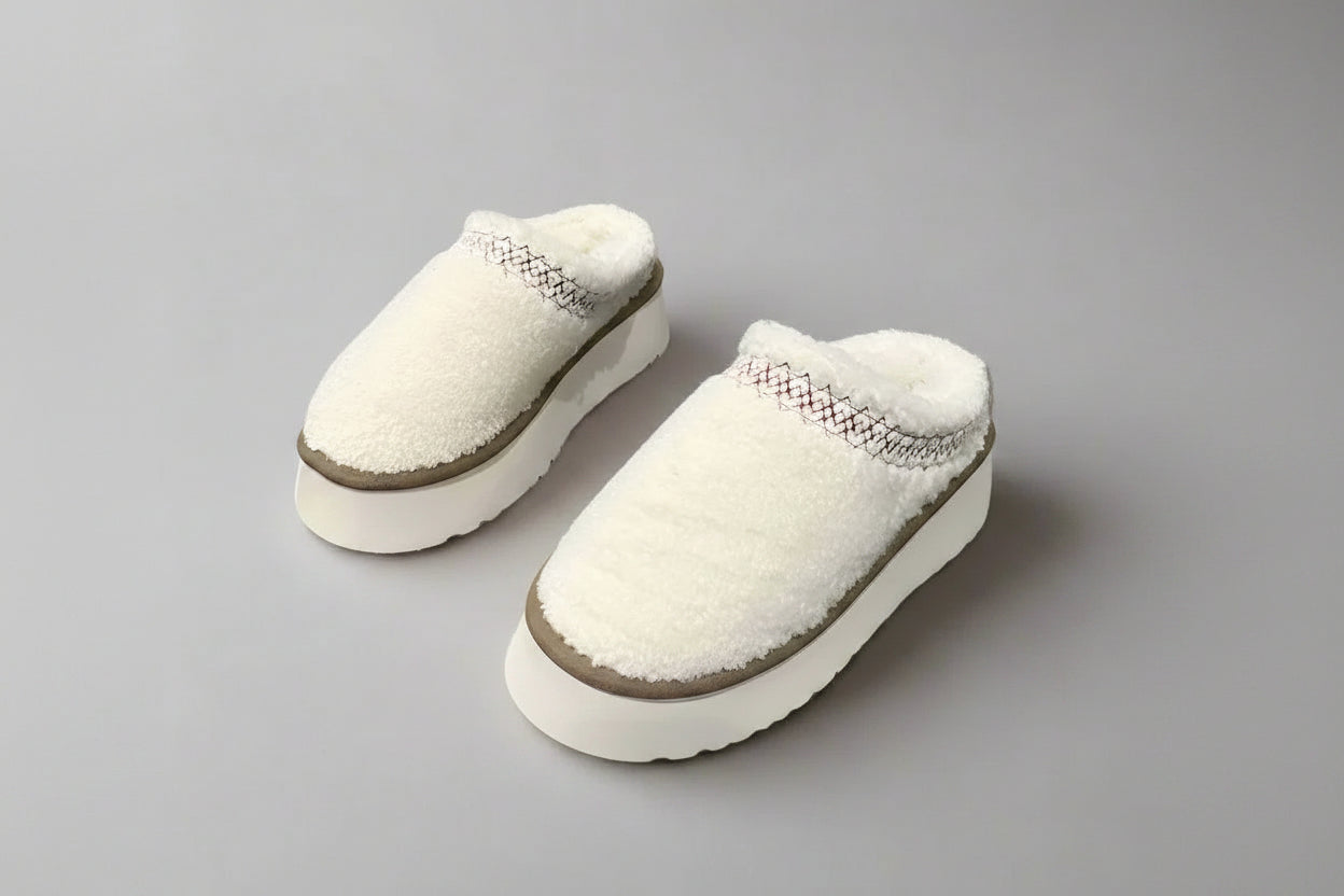 Women's Black Suede Platform Slippers