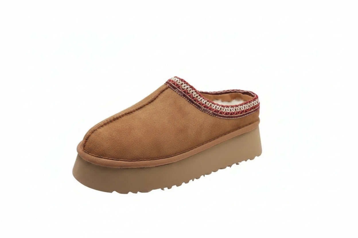 Women's Black Suede Platform Slippers