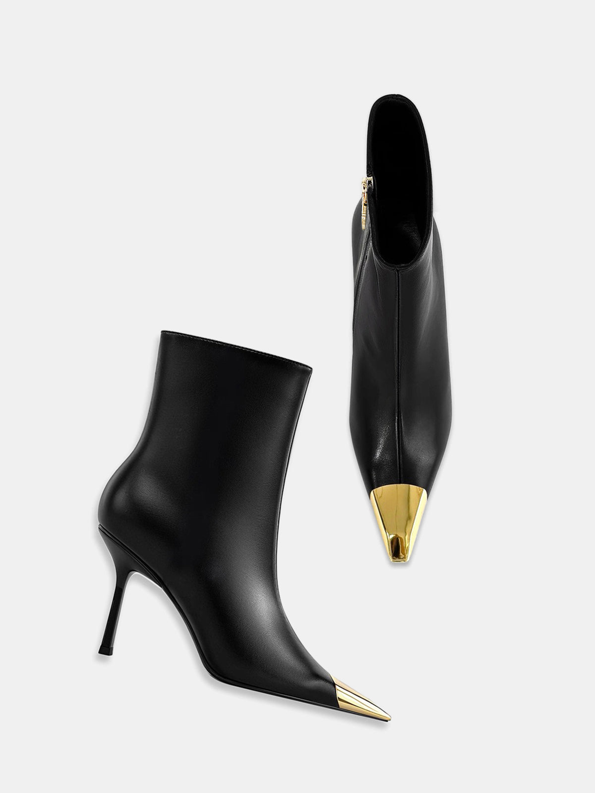 Women's Pointed-Toe Ankle Boots – Faux Leather with 7 cm Heel