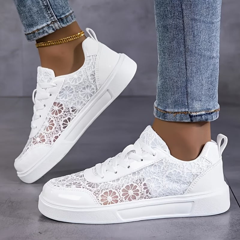 Women's Lace Sneakers Floral Design