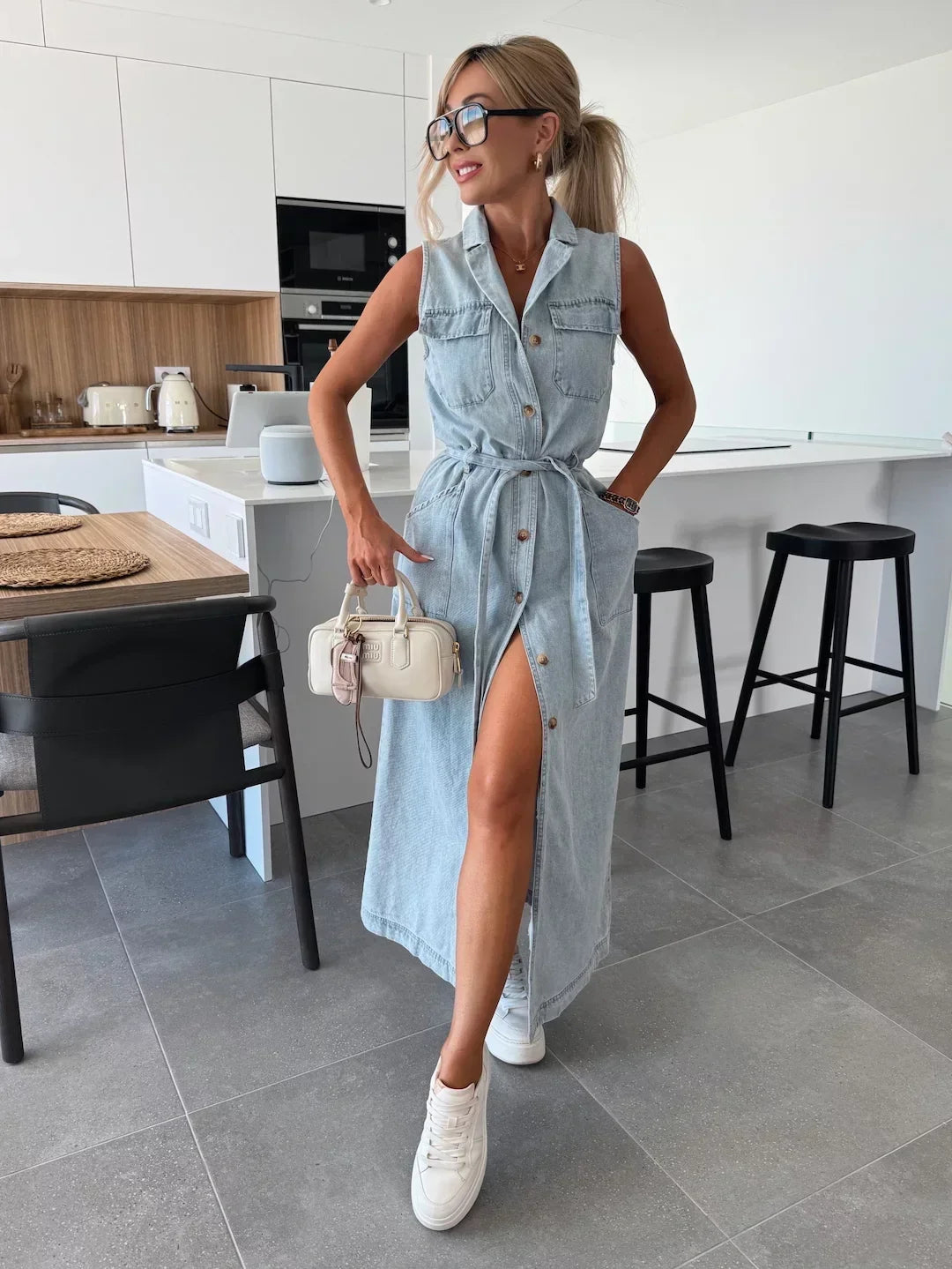 Women's Denim Maxi Dress