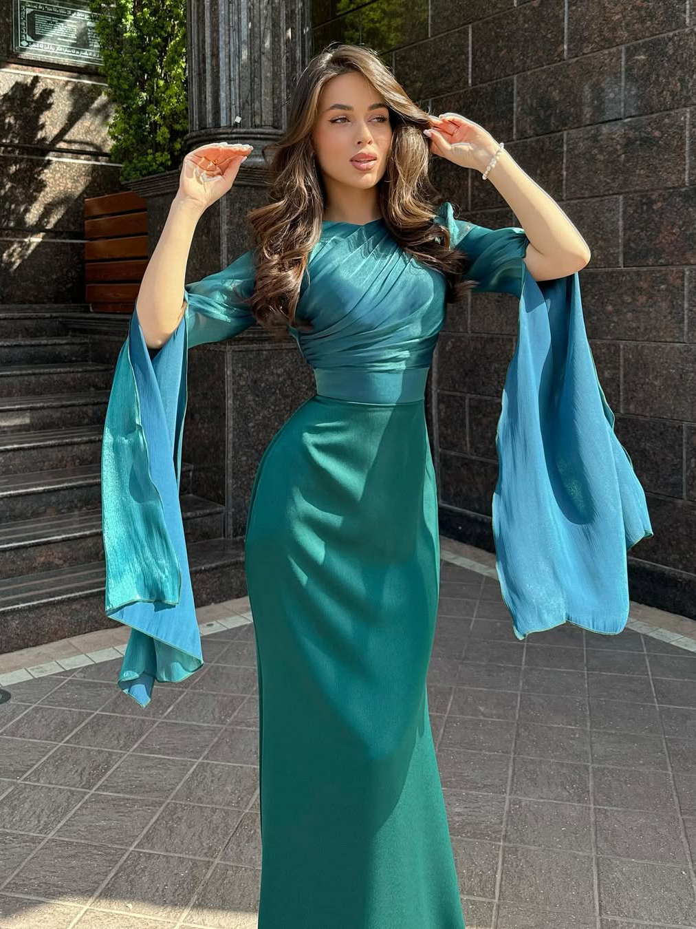 Women's Pleated Maxi Dress – Elegant Slim Fit Design
