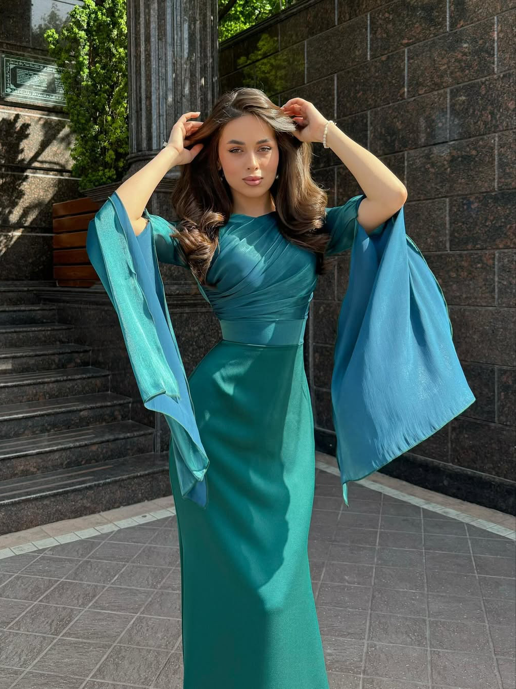 Women's Pleated Maxi Dress – Elegant Slim Fit Design