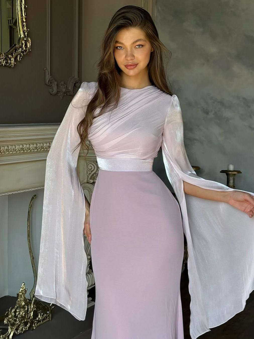 Women's Pleated Maxi Dress – Elegant Slim Fit Design