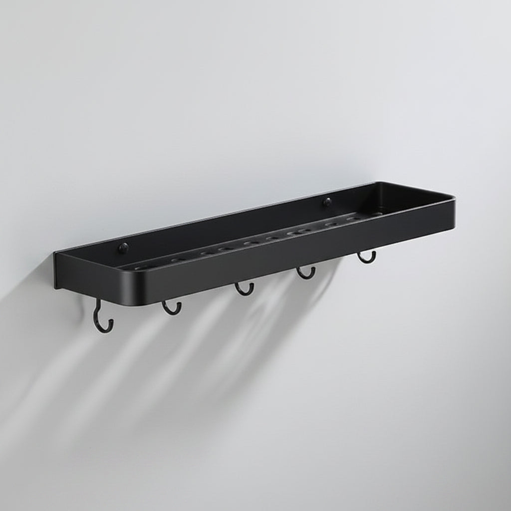 Black Aluminium Wall Shelf with Perforated Drainage Base