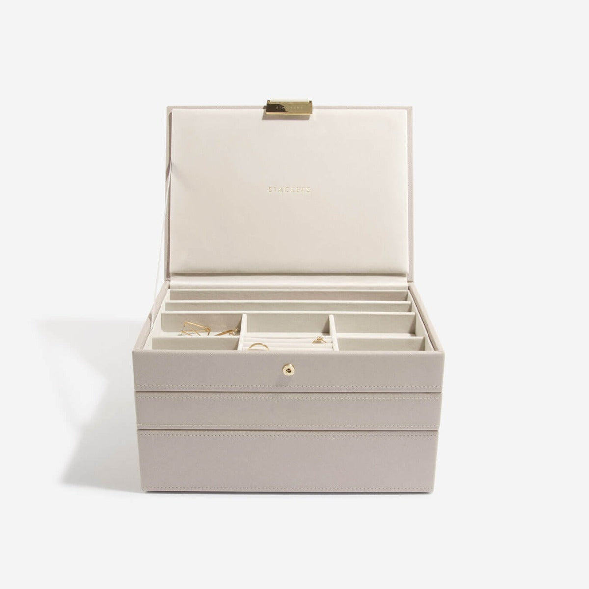 3-Piece Stackable Organizer for Necklaces, Rings, Charms and Watches