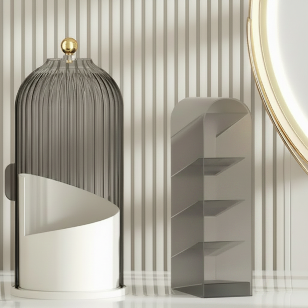 360° Rotating Acrylic Cosmetic Organiser with Transparent Design