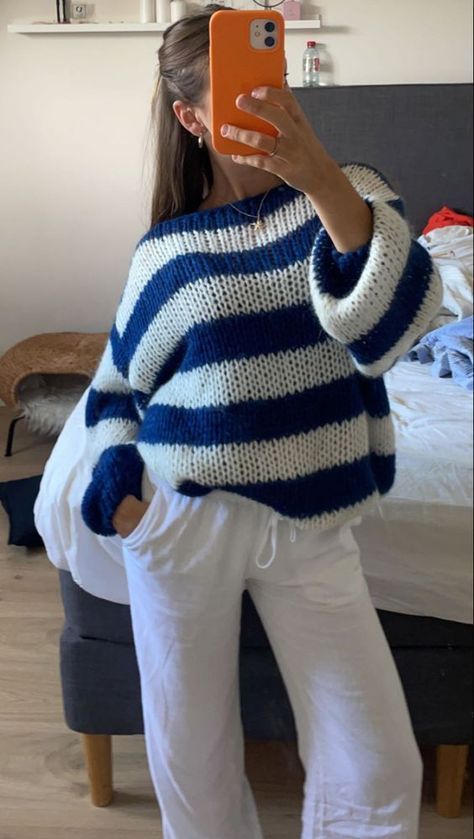 Oversized Pink Striped Sweater for Women