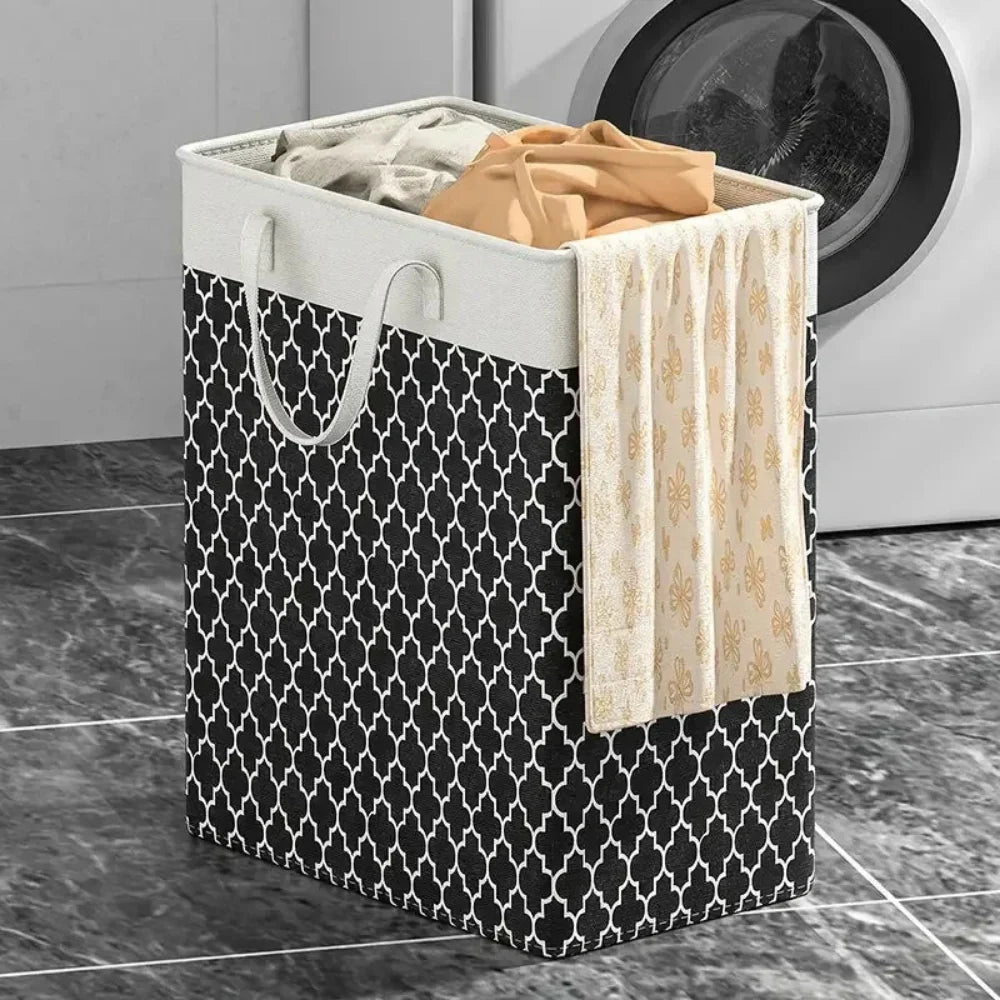 75L Waterproof Foldable Laundry Basket Fabric Clothes Hamper with Handles