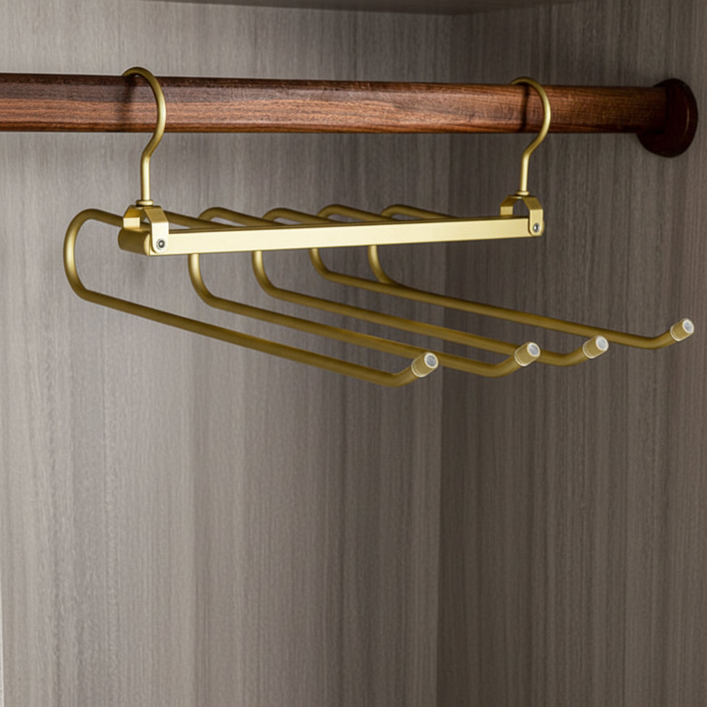 Space-Saving Aluminium Trouser Hanger for Up to 6 Pairs