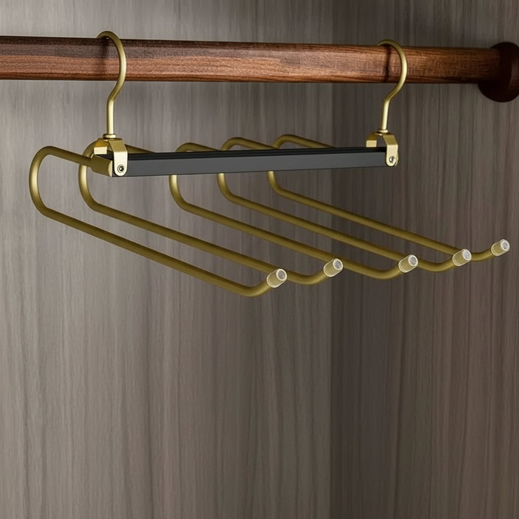 Space-Saving Aluminium Trouser Hanger for Up to 6 Pairs
