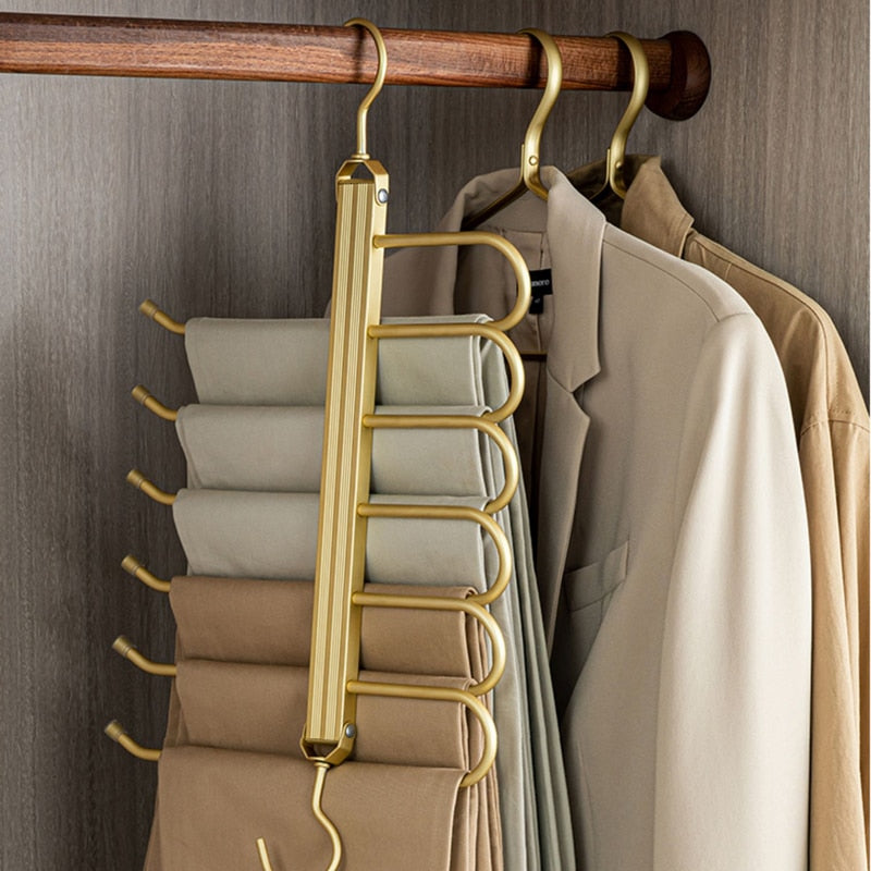 Space-Saving Aluminium Trouser Hanger for Up to 6 Pairs