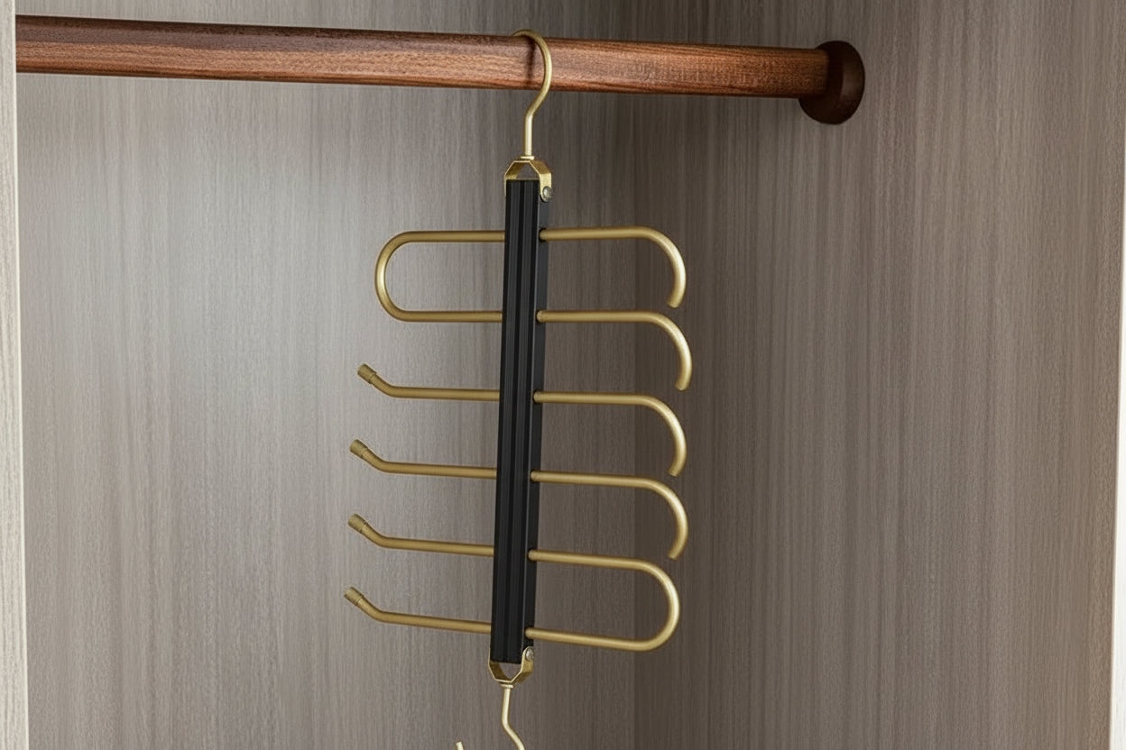 Space-Saving Aluminium Trouser Hanger for Up to 6 Pairs