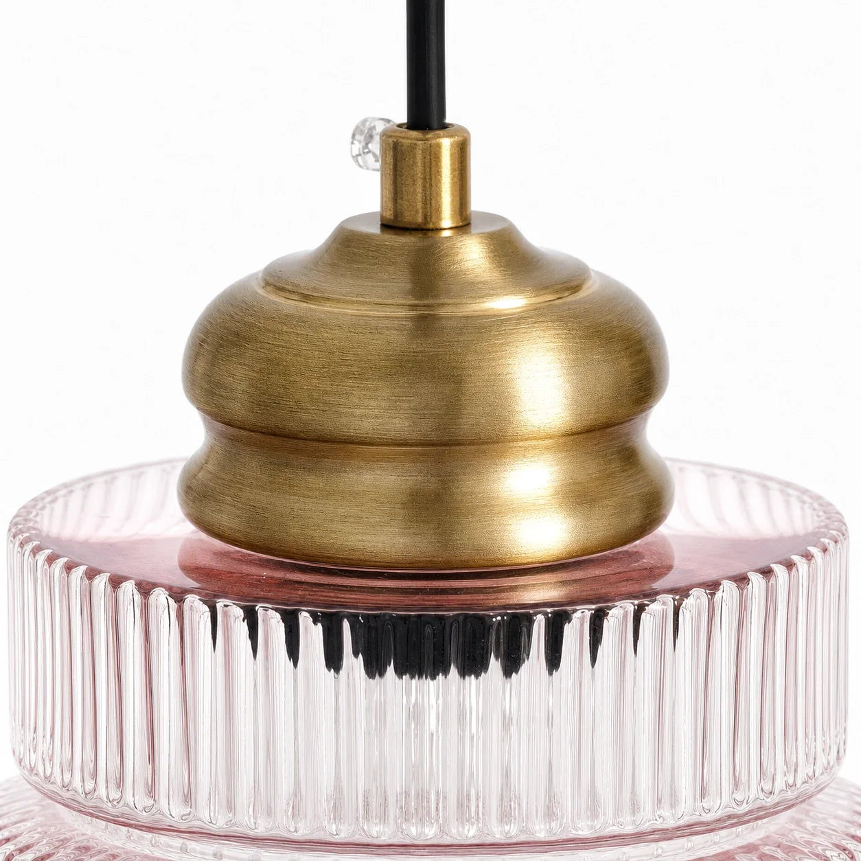 Antique Brass Striped Stained Glass Bottle Pendant Light
