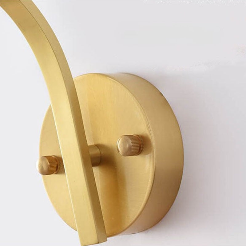 Brass-Finish Wall Light with Milk Glass Globe Shade