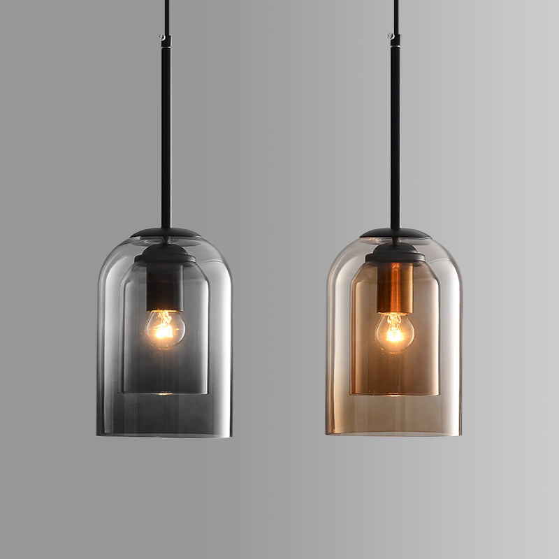 Coloured Glass Hanging Lamp with Adjustable Cord