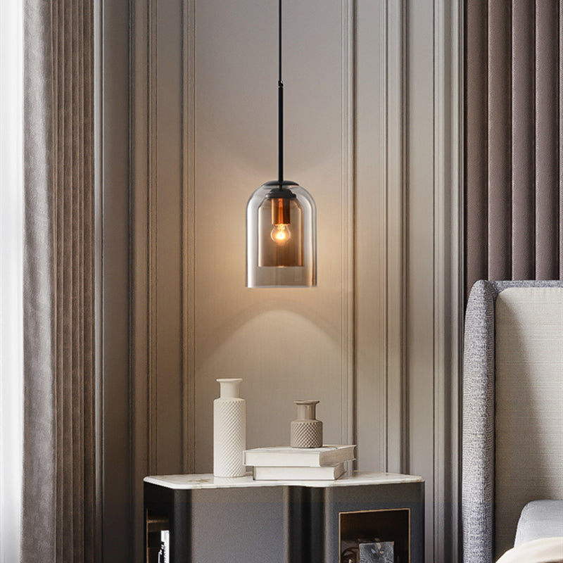 Coloured Glass Hanging Lamp with Adjustable Cord