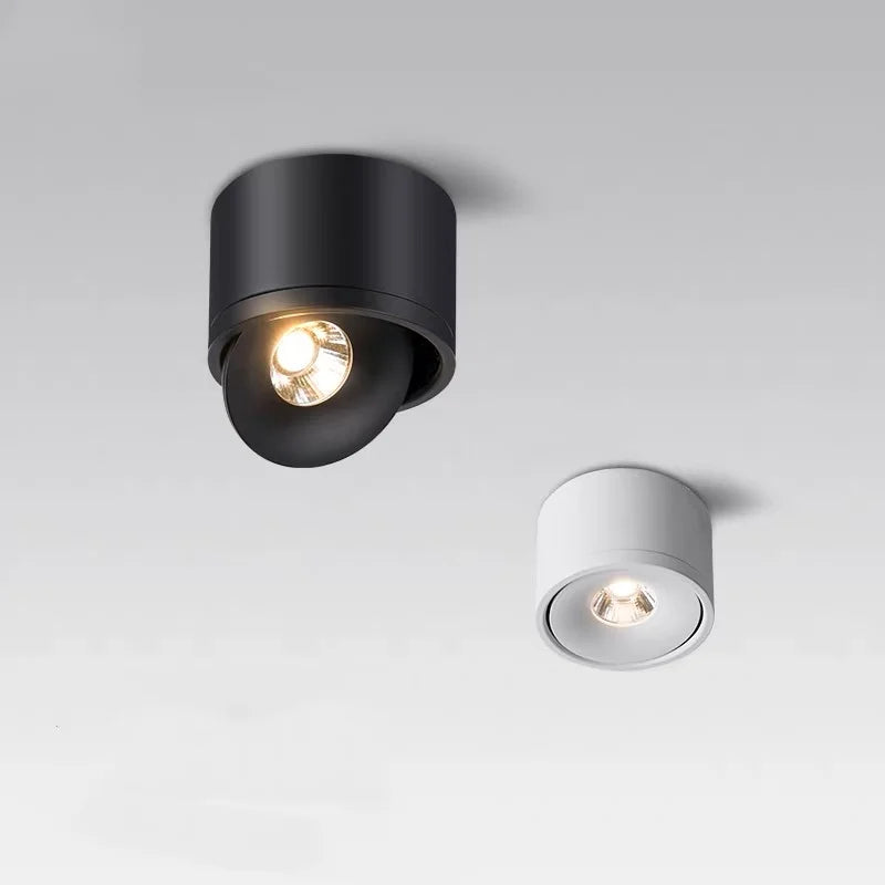 Dimmable Surface-Mounted LED Ceiling Spotlight with Adjustable Beam