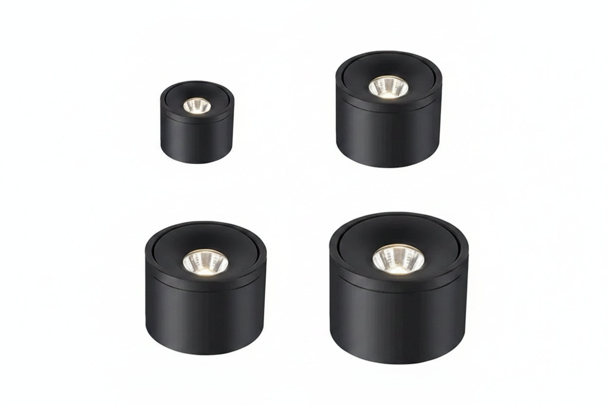Dimmable Surface-Mounted LED Ceiling Spotlight with Adjustable Beam
