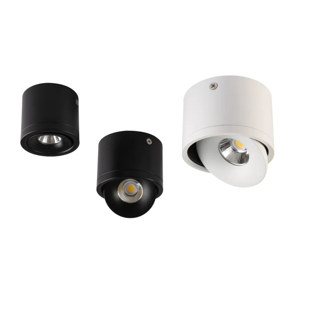 Dimmable Surface-Mounted LED Ceiling Spotlight with Adjustable Beam