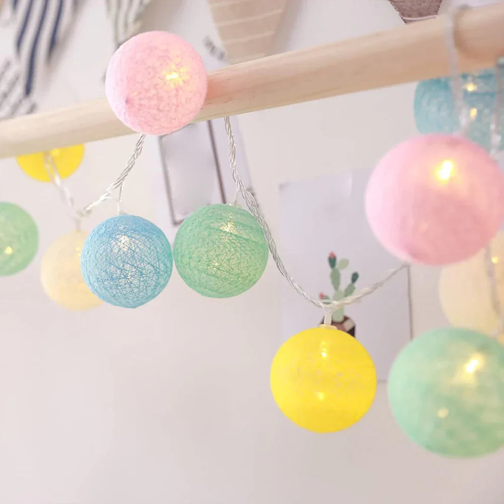 Decorative String Lights with Soft LED Cotton Balls